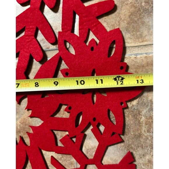 Red Felt Christmas Snowflake Table Runner 56" x 13" - Picture 6 of 6